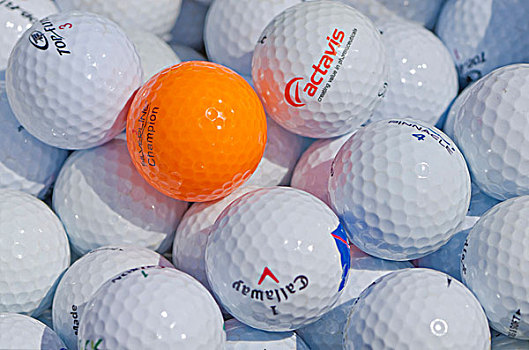 许多,白色,高尔夫,球,橙色,一个