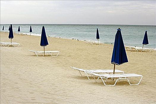 空,休闲椅,折叠,海滩伞,海滩