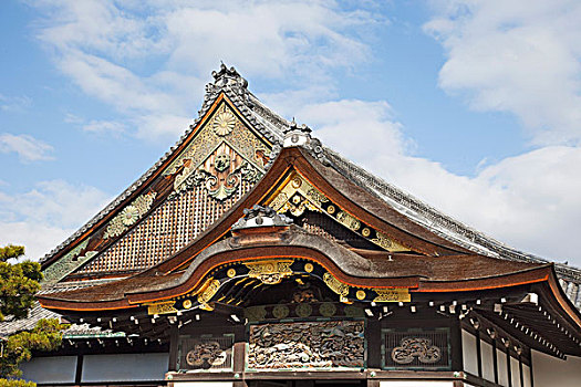 日本,京都,二条城,宫殿,盖屋顶细节