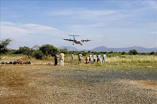 游客,等待,飞机,机场,肯尼亚,非洲