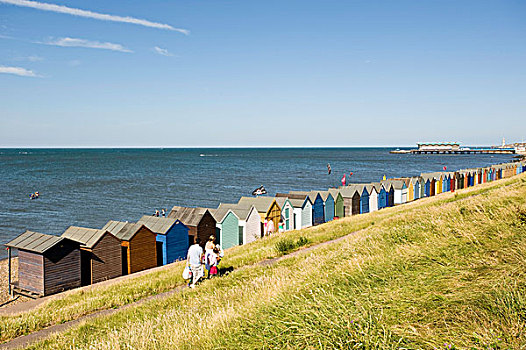 海滩小屋,海边,湾,肯特郡,英国