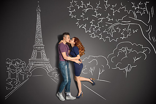 浪漫,吻,巴黎