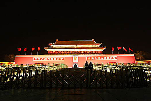 中国,北京,天安门,广场,毛主席,五星红旗,华表,全景,地标,传统,夜景