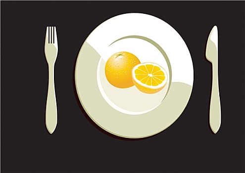 就餐,盘子,橙色