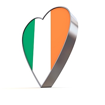 坚实,光泽,金属,心形,旗帜,爱尔兰