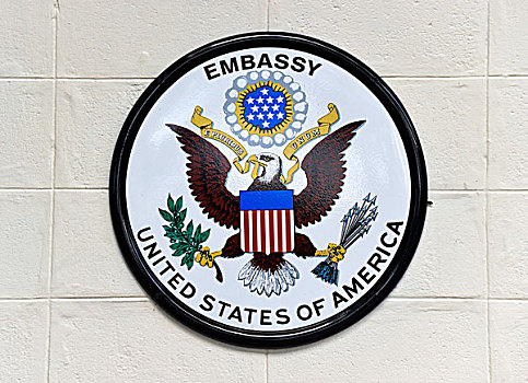 标识,美洲,大使馆,泰国,亚洲