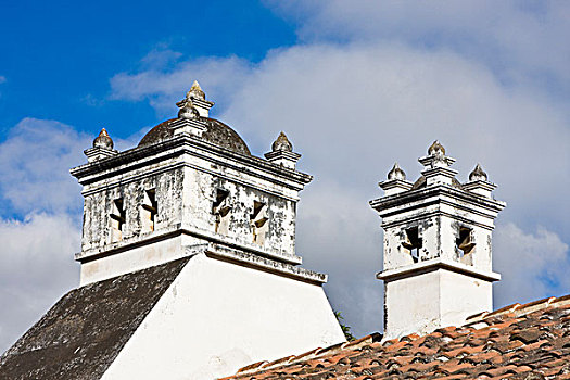 危地马拉,安提瓜岛,穹顶,流行,特征,许多,住宅,家,酒店,屋顶,线条