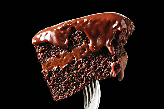 大,咬,巧克力蛋糕,滴下,浇料