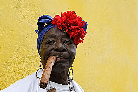 女人,雪茄,哈瓦那,古巴,北美