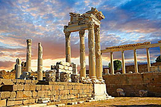 柱子,罗马,庙宇,图拉真,遗迹,世界遗产,贝加盟,土耳其,亚洲
