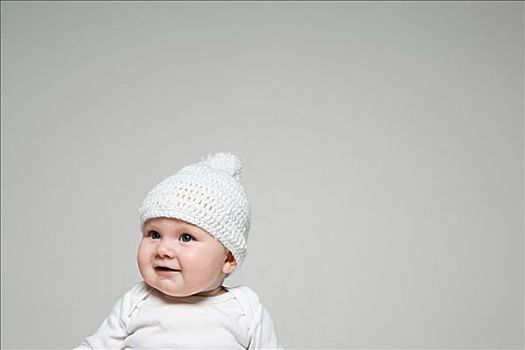 婴儿,绒球帽