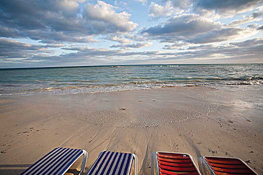 空,折叠躺椅,海滩