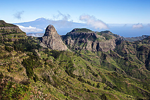 背影,火山,特内里费岛,加拉霍艾国家公园,加纳利群岛,西班牙,欧洲