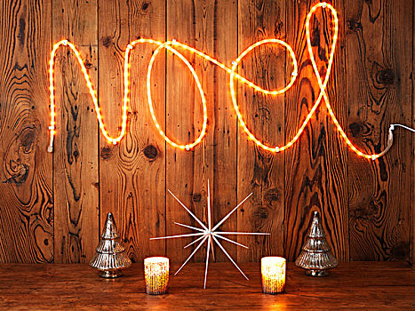 圣诞灯光,拼写,圣诞节,木护墙板