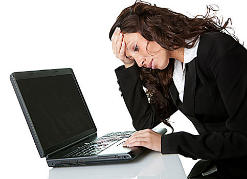 压力,职业女性,工作,笔记本电脑