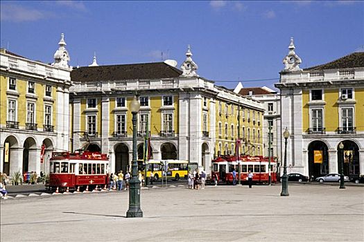 交易,中心,建筑,老,有轨电车,历史,里斯本,葡萄牙,欧洲