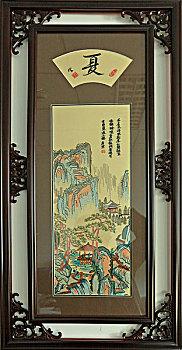 山水画,装饰画,花角框