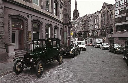 老古董,老爷车,街道,苏格兰,英国,欧洲,世界遗产