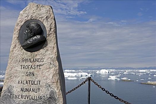 格陵兰,伊路利萨特,世界遗产,纪念,著名,儿子,极地,探索者,远眺,冰山,迪斯科湾