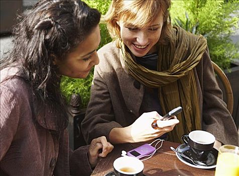 女人,咖啡,读,短信,巴黎,法国