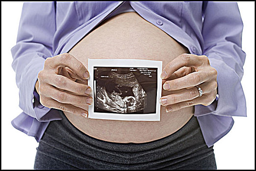 特写,怀孕,腹部,超声波,照相