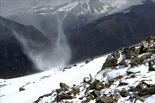 向上,雪,高,山峰,安娜普纳地区,尼泊尔
