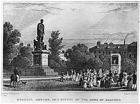 广场,雕塑,公爵,贝德福德,伦敦,19世纪