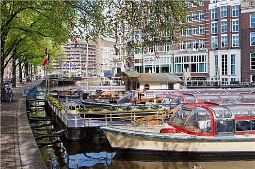 运河,游轮,船,阿姆斯特丹