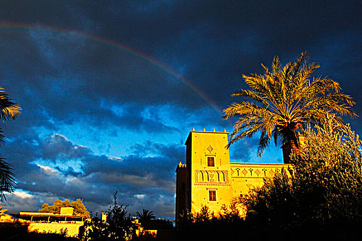 摩洛哥,彩虹,上方,城堡,地产