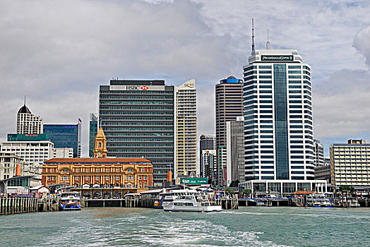 历史,港口,渡轮,建筑,摩天大楼,奥克兰,北岛,新西兰