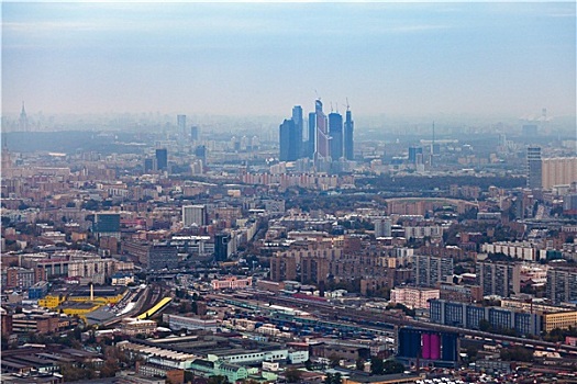 莫斯科,城市,烟雾,秋天,白天