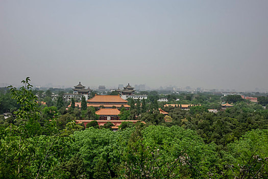 俯瞰北京故宫及钟鼓楼