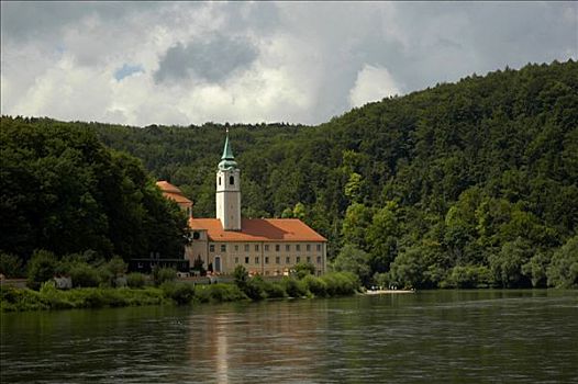 寺院,多瑙河,克尔海姆,巴伐利亚