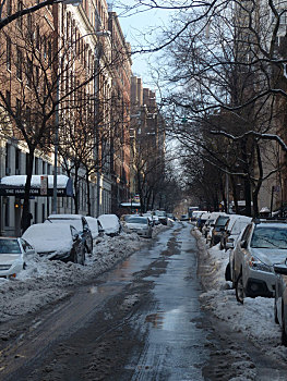 积雪,西部,街道,纽约