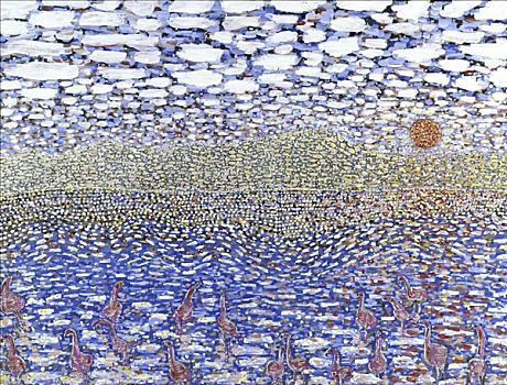 火烈鸟,日落,1999年,镰刀,20世纪