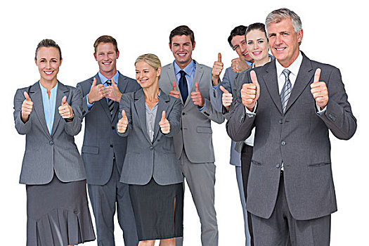 微笑,企业团队,展示,竖大拇指