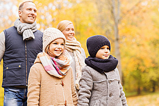 家庭,孩子,季节,人,概念,幸福之家,秋天,公园