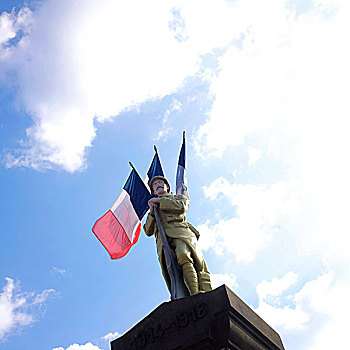雕塑,法国,旗帜,纪念,世界大战,奥弗涅,欧洲