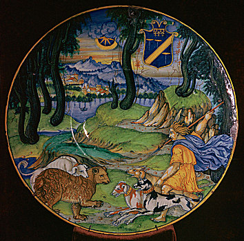 意大利人,陶器,盘子,展示,16世纪,艺术家