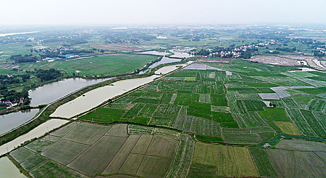 航拍雨后田园