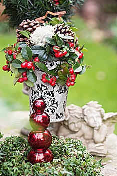 圣诞节,安放,老式,花瓶,石头,天使,小雕像