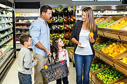 可爱,家庭,选择,食品杂货,一起,超市