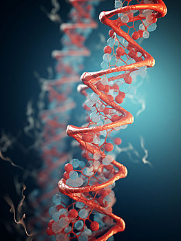 生物技术dna分子结构3d与粒子,可用于表示生物技术,核苷酸基因