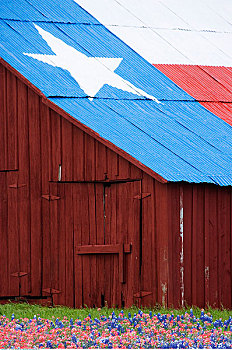 谷仓,德克萨斯,旗帜,涂绘,房顶