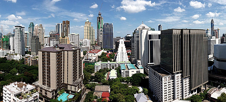 城市,曼谷,现代建筑,市区