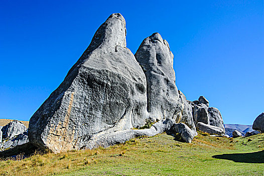 石灰石,地层出露,城堡,山,南岛,新西兰,大洋洲