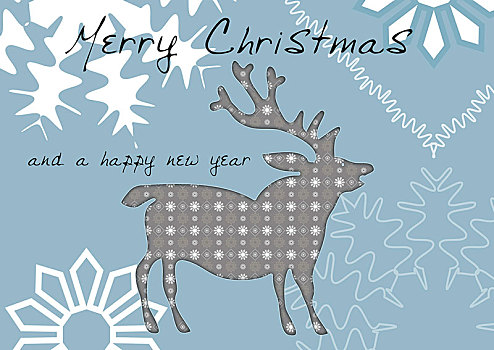 圣诞贺卡,圣诞快乐,新年快乐,杜鹿,插画