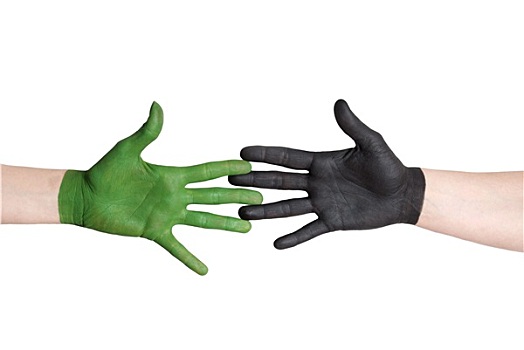 绿色,黑色,握手