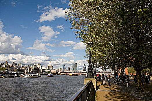 散步场所,泰晤士河,城市,伦敦,英格兰,英国,欧洲