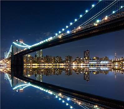 布鲁克林大桥,曼哈顿,反射